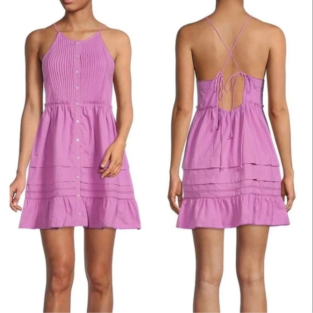Free People Mini Dress Women’s Medium Desert Days Dramatic Orchid Halter S - Picture 3 of 10